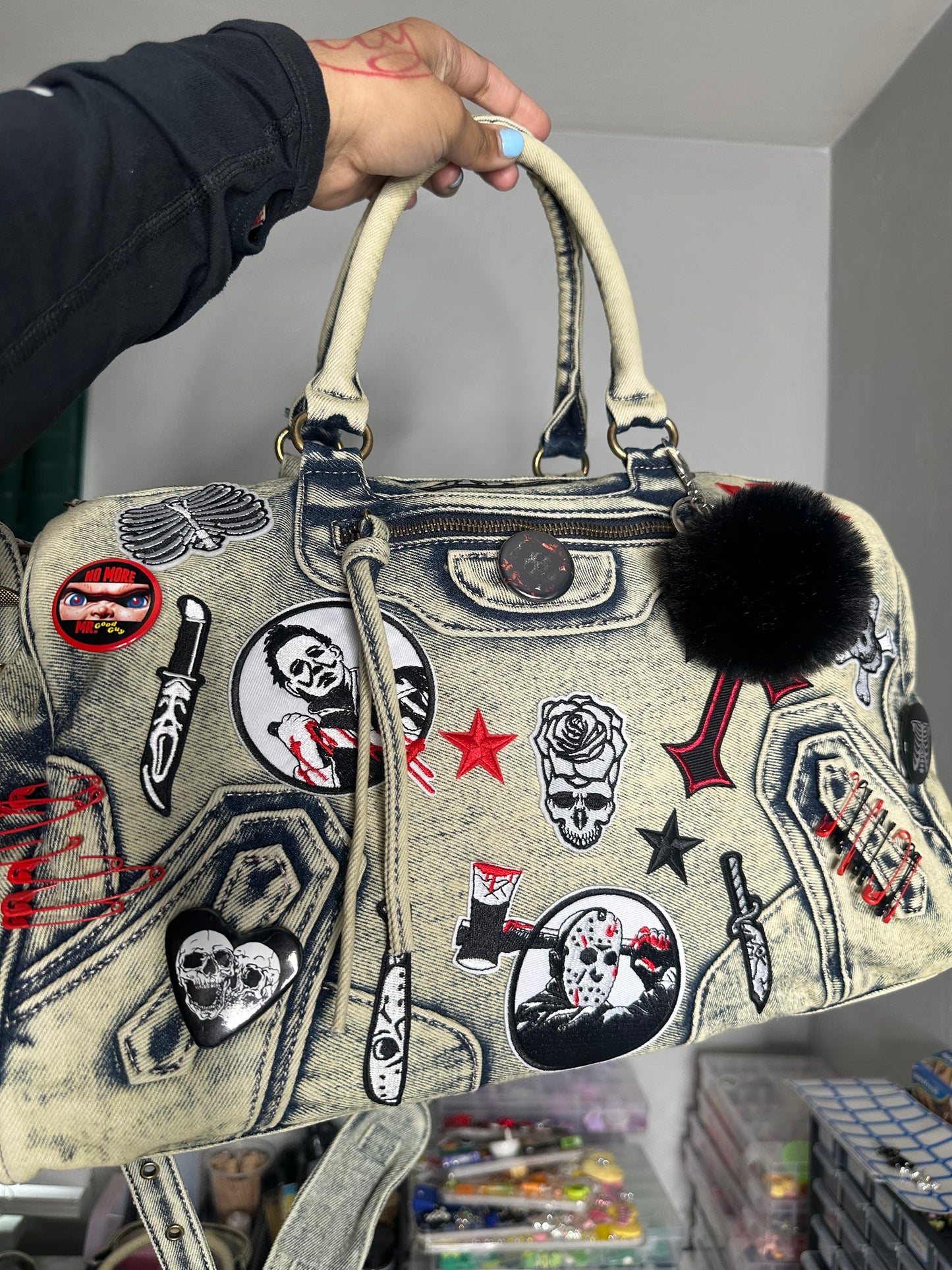 xl denim junk purse