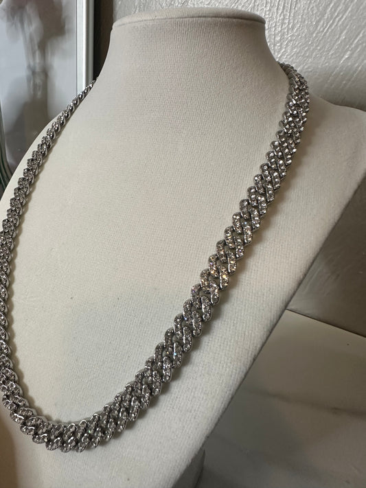 icy silver cuban link chain