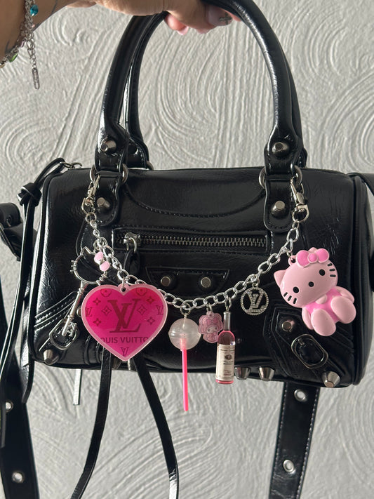 black junk charm purse